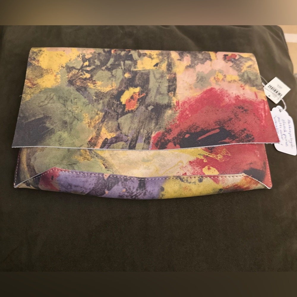 Anthropologie watercolor rose clutch